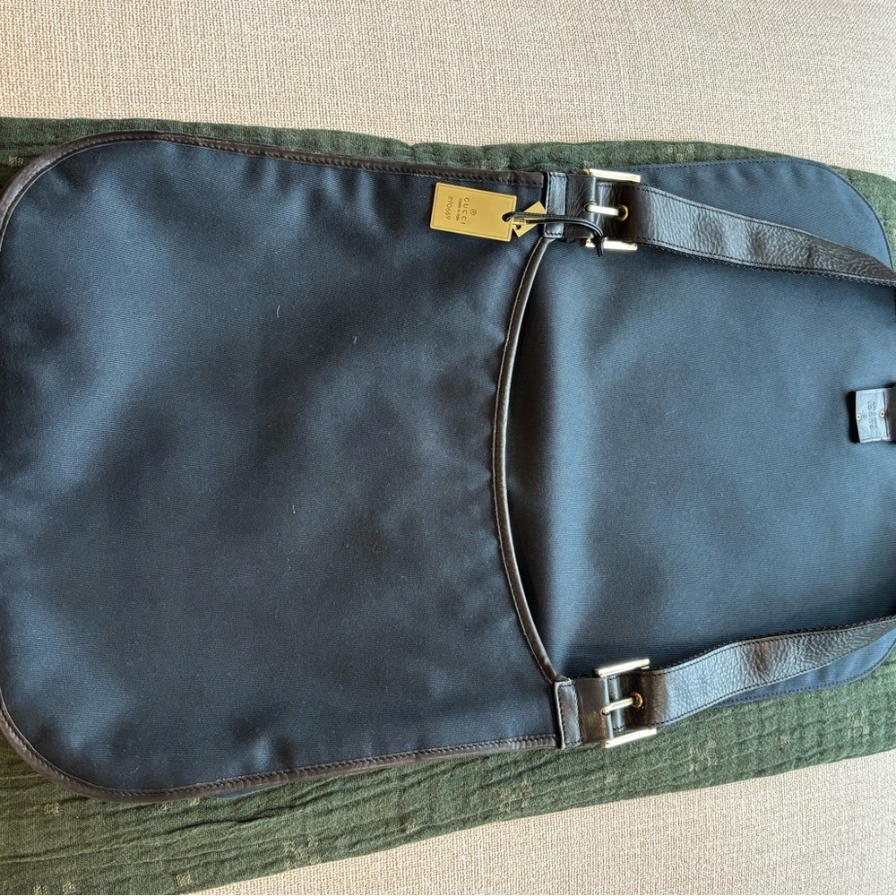 Gucci Navy & Black Canvas & Leather Messenger Tote with Striped 012 - Picture 9 of 9